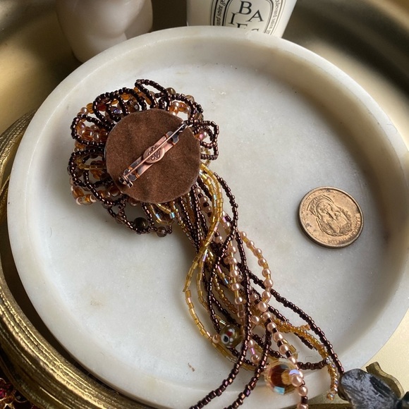 Beautiful Kirks Folly multicolor beaded broach pin - Picture 6 of 7